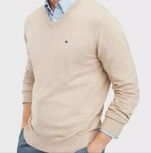 Tommy Hilfiger Men's Beige V-Neck Sweater